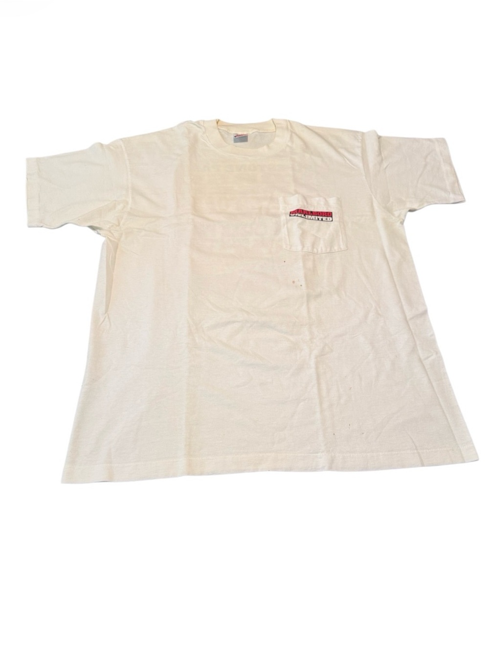 Fruit of the Loom White Short‑Sleeve Pocket Tee with Red Logo
